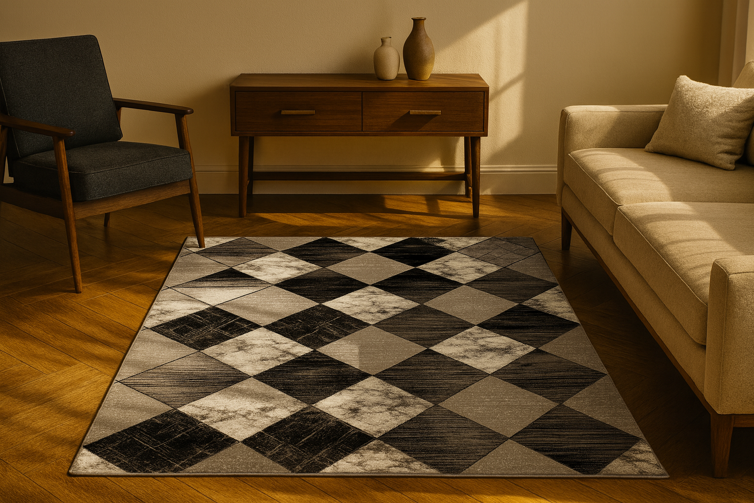 Living room with Turkish carpet